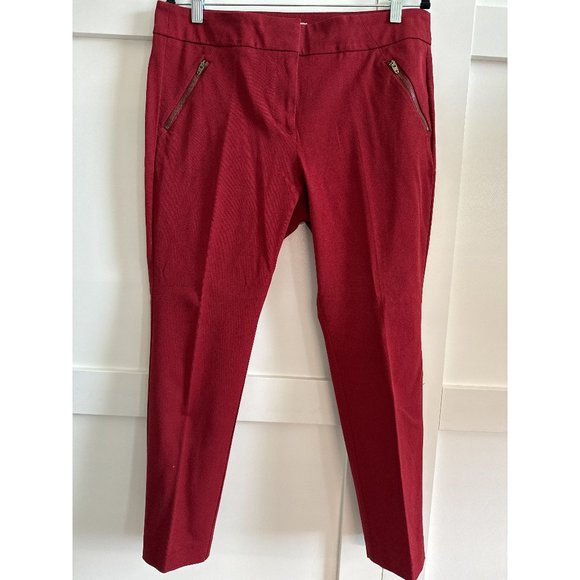 LOFT Outlet Modern Skinny Ankle Trousers Burgandy - Picture 1 of 3